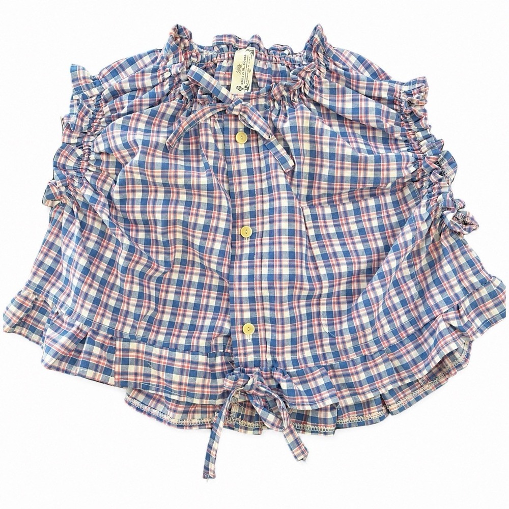Handmade 100% Cotton Brand New Upcycled Cottagecore Plaid Crop Top Size S/M